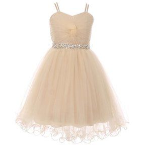 Big Girls Spaghetti A Line Tulle Pageant Easter Graduation Flower Girl Dress